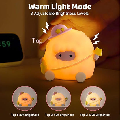 AVEKI Kid Night Light, Baby Lamb Light for Nursery, 3 Levels & 7 Colors Adjustable Touch Lamp with Timer, Rechargeable Squishy Silicone Sheep Nightlight, Cute Sheep Decor Gifts for Girls Women
