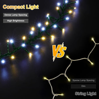 LAMPHOME 500 LED String Lights - Outdoor/Indoor Plug-in Twinkle Fairy Lights, 46ft 500LED, Warm White & White