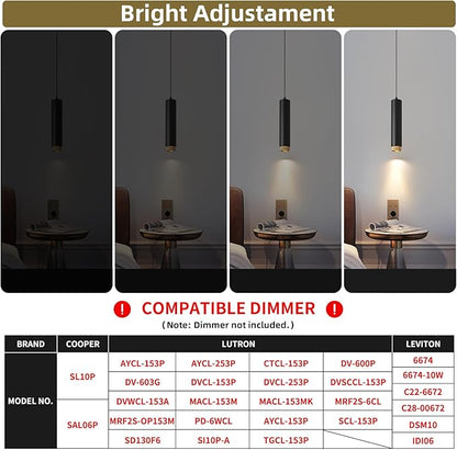 OKELI Modern Black LED Pendant Light for Kitchen Island, 3 Pack – Dimmable Zoomable Pendant, Adjustable Beam Angle, 3 Color Temps 2700K/4000K/6000K, Mini Hanging Light for Bar or Bedroom, 12W 11.8"