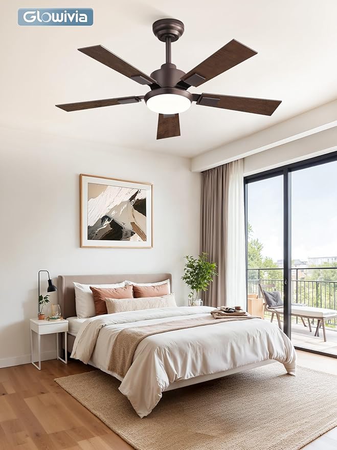 42 Inch Ceiling Fans with Lights and Remote&APP Control, Bronze Smart Ceiling Fan with 3000-6000K Dimmable, 6 Speeds Quiet Reversible Motor, Indoor/Outdoor Ceiling Fan for Bedroom Living Room