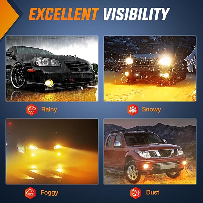 Nilight Fog Light Assembly Compatible with 2000 2001 Nissan Maxima 2002 2003 Sentra&Frontier 2004 Xterra Amber Lens Lamps Replacement