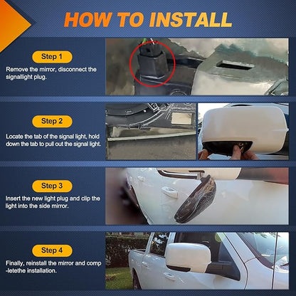 Nilight Side Mirror Marker Light Switchback Amber Turn Signals White Puddle Lights Smoked Lens Plug and Play Compatible With 2009-2018 Ram 1500 2500 3500 2009-2022 Classic