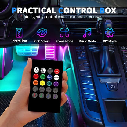 Car LED Interior Lights,Car LED Strip Light with,8 Colors Atmosphere Lights,USB Port Music Sound-Activated Lighting.