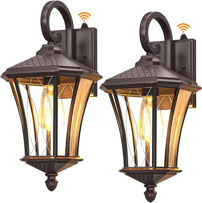 YSN 2 Pack Dusk to Dawn Outdoor Light Fixture Wall Mount Porch Lights Weather Resistant Exterior Sconce Light, Waterproof Wall Lantern for Porch, Garage, Backyard, Walkway, E26 Socket, Brown