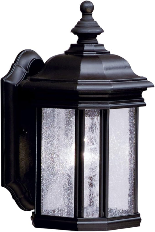 Kichler Kirkwood 13" 1 Light Outdoor Wall Light with Clear Seeded Glass in Black
