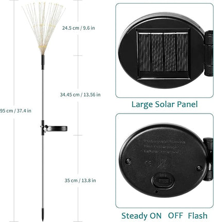 JJGoo Solar Firework Lights, 2 Pack 180 LEDs 2 Lighting Modes Solar Lights Outdoor Waterproof for Garden Patio Walkway Pathway Party Wedding Christmas Decorative -Blue