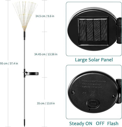 JJGoo Solar Firework Lights, 2 Pack 180 LEDs 2 Lighting Modes Solar Lights Outdoor Waterproof for Garden Patio Walkway Pathway Party Wedding Christmas Decorative - Pink