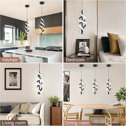 3 Packs Black Pendant Light,4000K Kitchen Modern LED Pendant Lights,Adjustable Pendant Lighting Over Island Hanging Pendant Light Fixtures for Kitchen Dining Room Hallway(Black, 3 Packs)