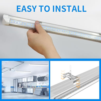 CNSUNWAY LED Shop Lights 2FT, 22W High-Efficiency Under Cabinet Lighting 6500K Cool White, V-Shaped Linkable T8 Shop Light for Workbench, Kitchen, Workshop, Basement, ETL Listed (6-Pack)