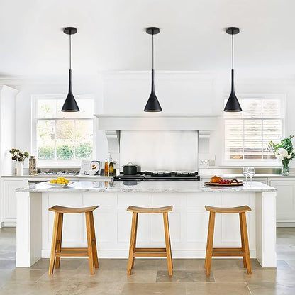 KCO Lighting Farmhouse Black Cone Pendant Light 1-Light Small Industrial Kitchen Island Pendant Lighting Mid Century Barn Ceiling Pendant Light Fixture Mini Adjustable Hanging Lamp