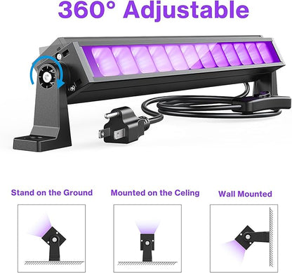 4PCS 40W LED Black Light Bar, Black Lights for Glow Party, Blacklight with Plug &Switch, Each Light Up 484 Sq.ft Area, Glow Light for Halloween, Fluorescent Body Paint, Stage Lighting, Bedroom