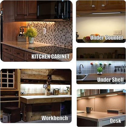 MYPLUS Under Cabinet Lights, 12" Touch Activated and Dimmable Aluminum LED Bar for Kitchen, Workbench and Desk, 3.5W,213 Lumens,Cold White 6000K, Plug-in, Black.