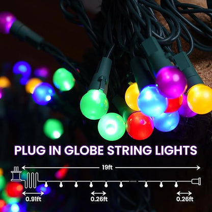 Christmas Lights Outdoor 19Ft 70 LED Chritmas Globe String Lights with Pearlized Glass Bulb UL Certified Christmas Tree Lights for Tree Decor