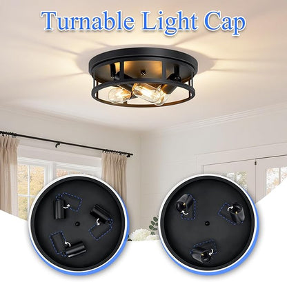 SKEJAO Ceiling Light Fixture,Black Flush Mount Ceiling Light,13 Inch Hallway Light fixtures Ceiling,Light Fixtures Ceiling Mount for Farmhouse,Kitchen (2, 13 inch)