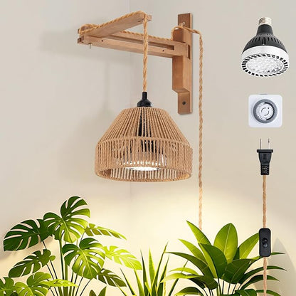 30W 4000K Indoor Plant Hanging Growth Lamp, Wall Mounted with Timing and Bracket for Greenhouse Flowers, Large Tall Plants (Garden-2)