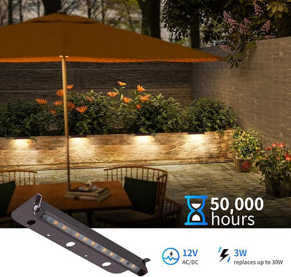 12-Packs 3W 7inch LED Hardscape Paver Lighting,12V AC/DC Low Voltage Retaining Wall Lights,Landscape Lighting,2700K Soft White Outdoor Step Lights,50,000 Hours Lifespan