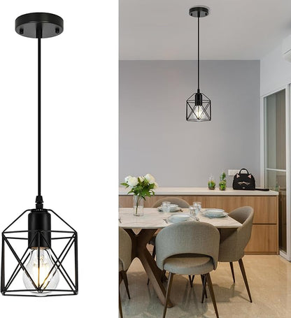 1-Light Hanging Pendant Light Fixture, Black Pendant Lights Kitchen Island, Farmhouse Pendant Lighting with Bedroom Dining Room, E26 Base, Bulbs Not Included