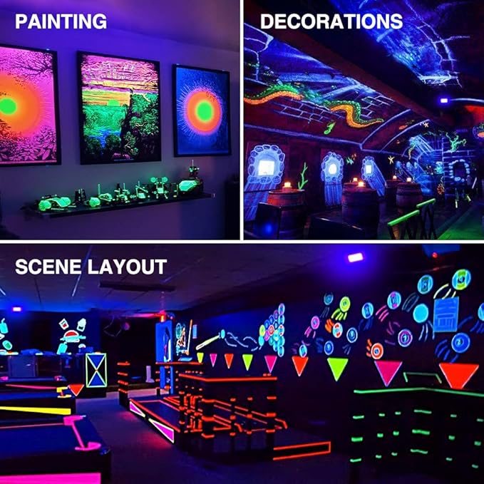 Onforu 2 Pack 60W LED Black Lights, Blacklight Flood Light with Plug, IP66 Waterproof Black Lights for Dance Party, Glow in The Dark, Halloween, Body Paint, Fluorescent Poster, Neon Glow