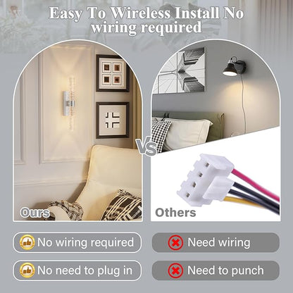 camuucci Battery Operated Wall Sconces Set of 2 Rechargeable Battery Powered Wall Light with 12000mAh Not Hardwired Dimmable Wall Lamp Fixtures for Bedroom Living Room Silver 15.3 Inches