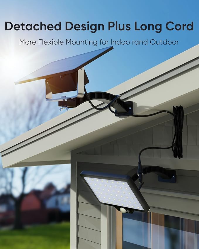 JACKYLED Solar Flood Lights Outdoor Security Light IP65 Waterproof Motion Sensor Dusk to Dawn Solar Light 180 Degree Adjustable Angle Floodlight for Shed,Barn,Ceiling Porch,Doorway,Yard