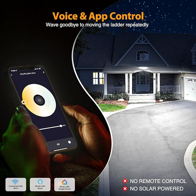 Onforu 5 Heads 120W 12000LM Smart LED Security Lights Motion Sensor Outdoor, APP Control 340° Illumination WiFi Alexa Flood Light 2700K-6500K Exterior Motion Detector, IP65 Wall Light for Yard, Black
