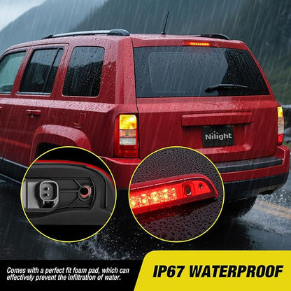 Nilight Third Brake Light Tail High Mount 3rd Stop Lights Red Lens Compatible with Jeep Patriot 2007 2008 2009 2010 2011 2012 2013 2014 2015 2016 2017 Van SUV Rear Center Cab Lamp