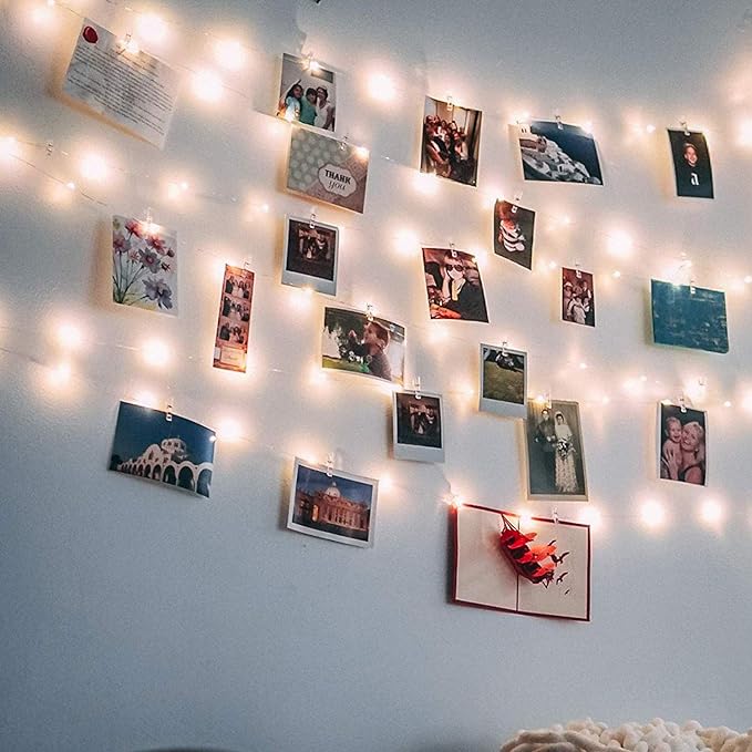 LECLSTAR 50 LED Photo Clips String Lights, 17ft with Remote - 8 Modes Fairy Lights to Clip on Pictures, Photos, Cards