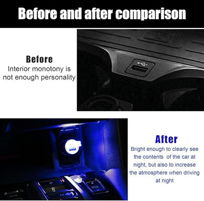 2 PCS USB LED Car Interior Atmosphere Lamp, Portable Mini LED Night Light, Plug-in USB Interface Trunk Ambient Lighting Kit, Universal Interior Car Accessories (Blue)