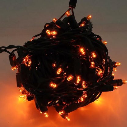100 LED 5MM Orange Christmas Lights, 33FT Indoor/Outdoor String Light, Mini Lights for Garden, Patio, Christmas Trees - Green Wire, Commercial Grade, UL Listed