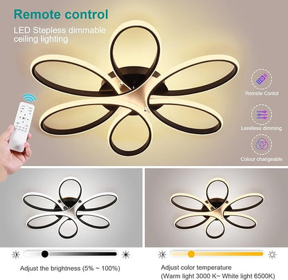 Modern LED Ceiling Light, 35 inch 110W, Dimmable Chandelier with Remote/APP Control for Living Room, Dining Room, Bedroom, Kitchen & Home Lighting