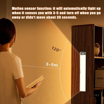 LEPOTEC 54 LED Under Counter Lighting, Motion Kitchen Cabinet Light, Battery Operated Closet Lights, Rechargeable Wireless Camper Caravan Night Light,Warm White (2 Pack)