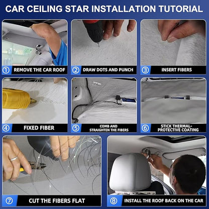 4 Colors 32W Twinkle Car Starlight Headliner Kit 700pcs*0.03in*13.1ft with APP&RF Remote,RGBW Fiber Optic Strands Star Roof Lights,4 Port Engine Sound Activated Ceiling Star Lights for Home/Car Decor