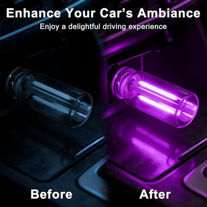 2 Packs USB Light for Car, Touch Dimmable Car Interior Ambient Lights - Portable Mini USB LED Light Bulb, Retro Glass Bottle Night Light for Vehicle, Bedroom, Hallway, Camping (Purple)