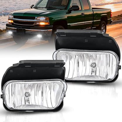 Nilight Fog Light Assembly Compatible with 2003 2004 2005 2006 2007 Chevy Silverado 1500 2500 3500 2002-2006 Avalanche w/o Body Cladding with H10 12V 42W Halogen Bulbs