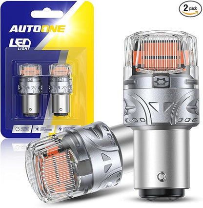 AUTOONE Upgraded 1157 LED Bulb Red, Super Bright1157R 2057 2357 7528 BAY15D LED Replacement with Projector for Tail Brake Stop Signal Reverse Backup Marker Parking Running Light, Pack of 2