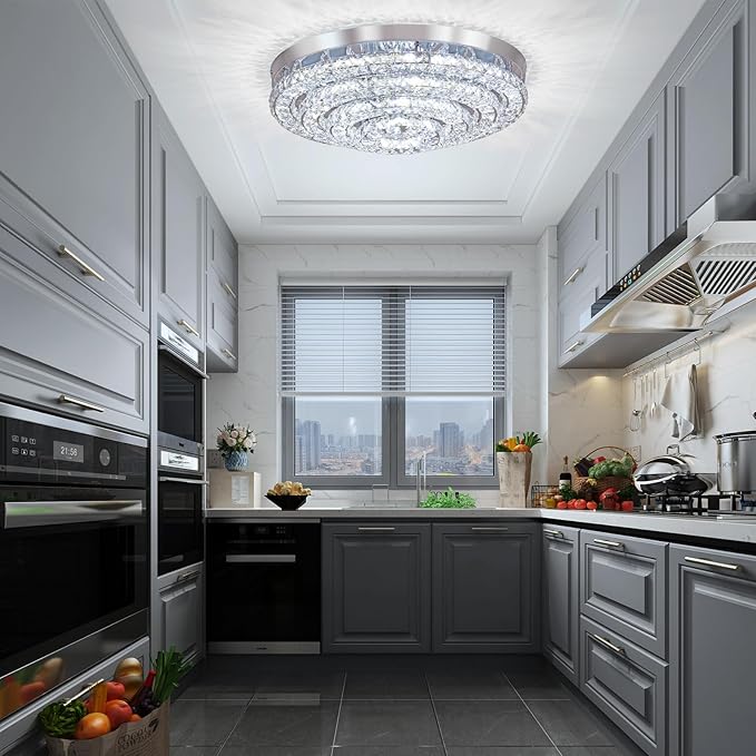 Modern LED Chandelier Flush Mount Four Rings Ceiling Lamp Round Ceiling Lihgt Fixture for Bedroom Living Room Dining Room (4000K, Cool White)