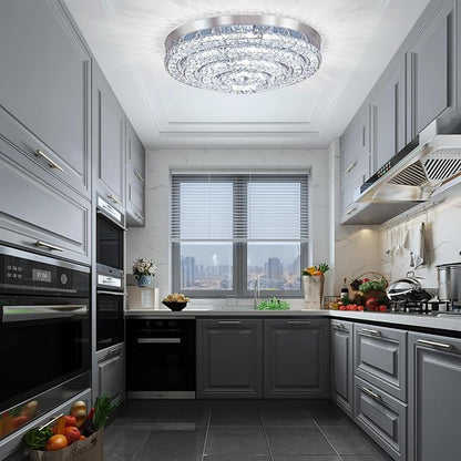 Modern LED Chandelier Flush Mount Four Rings Ceiling Lamp Round Ceiling Lihgt Fixture for Bedroom Living Room Dining Room (4000K, Cool White)