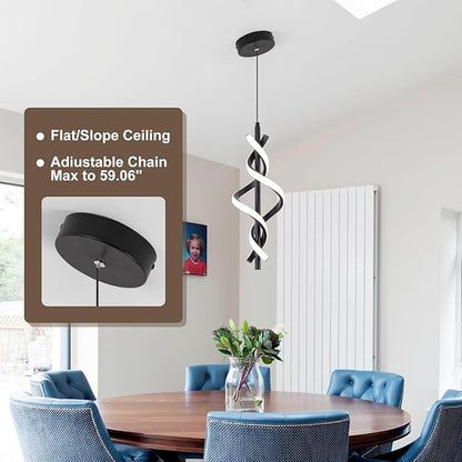 Modern LED Pendant Light Fixtures 6000K Pendant Lights Black Hanging Lamp for Dining Room Bedroom Living Room (1 Pack)