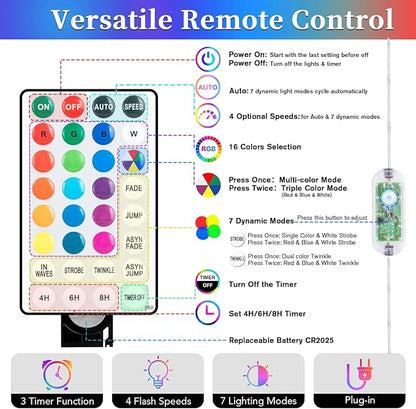 ANJAYLIA 33FT 100 LED Color Changing Rope Lights, 18 Colors Outdoor String Lights with Plug & Remote, Led Rope Lights Outdoor Waterproof, Christmas Lights for Bedroom Deck Halloween Decorations