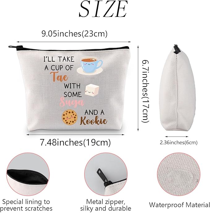 WSNANG Korean Group Fans Gift Music Lover Bag A Cup of Tae With Suga and A Kookie Tote Bag Reusable Shopping Bag