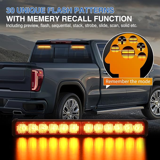 Nilight 24LED Emergency Strobe Traffic Advisor Light Bar 2 in 1 Amber Dash Warning Safety Flashing Lights Front/Rear Windshield Construction Lights for Trucks Cars Plow Police Firefighter Vehicles