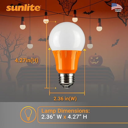Sunlite A19/3W/O/LED LED A19 Colored Light Bulb, 3 Watts (25w Equivalent), E26 Medium Base, Non-Dimmable, UL Listed, 1 Count (Pack of 1), Orange