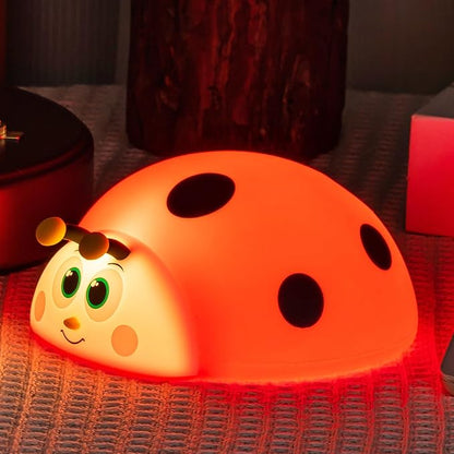 Cute Ladybug Nightlight for Baby, Soft Silicone Red Beetle Night Light for Nursery Kids Room Bedroom, 3 Levels Dimmable Touch Bedside Lamp Table Desk Lamp, Christmas Gifts for Girls and Boys (Ladybug)