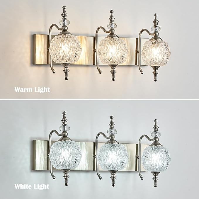 Brushed Nickel Vanity Lights Bathroom Vanity Light Fixtures Vintage 3-Light Bathroom Lighting Fixtures Over Mirror