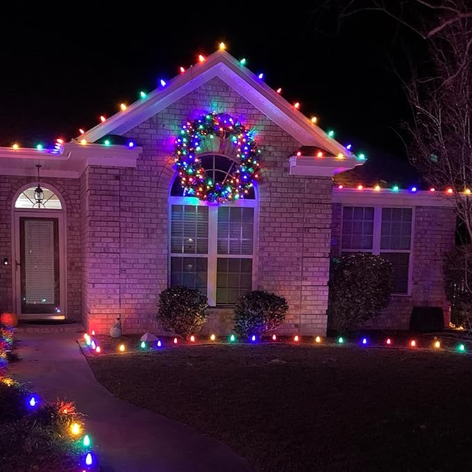 50 LED 5MM Red and Green Christmas Lights, 17FT Indoor/Outdoor String Light, Mini Lights for Garden, Patio, Christmas Trees - Green Wire, Commercial Grade, UL Listed