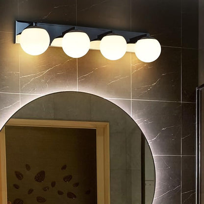 Chrome Bathroom Vanity Light Fixtures, 4-Light Globe Bathroom Vanity Light Fixtures Over Mirror, Modern Wall Lights for Living Room, Long Backplate, Standard E26 Base, Chrome