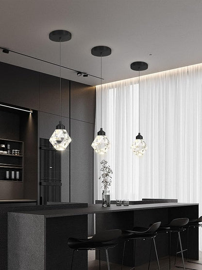 Crystal Pendant Light for Kitchen Island,Black Chandelier Lights Fixture, Hanging Lighting Ceiling Light Fixture Modern Adjustable Pendant Lighting for Dining Room Bedroom