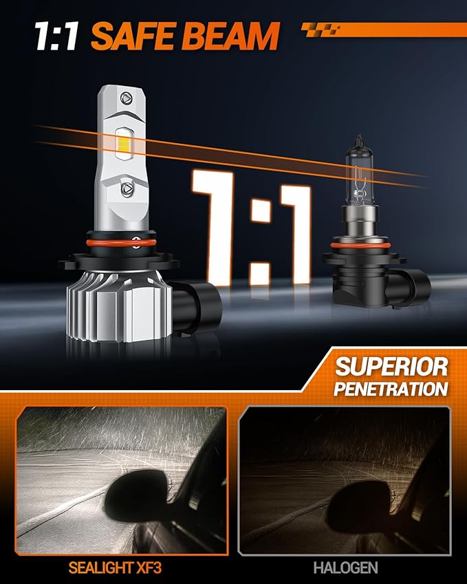 SEALIGHT H13 H10 LED Bulbs Combo, 68000 Lumens Super Bright for Ford F-150 (2004-2014),Plug & Play, Pack of 4