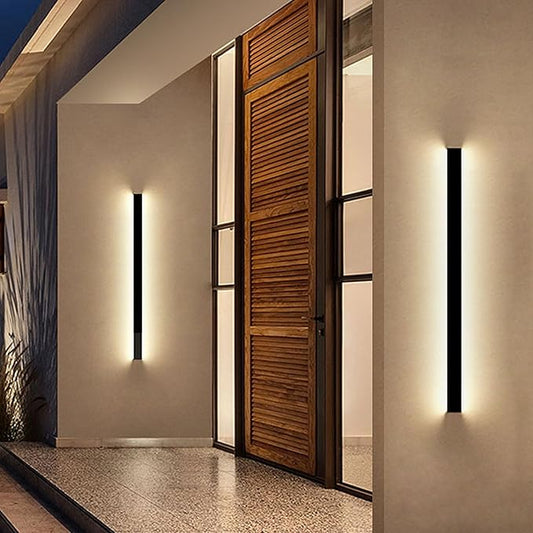 Outdoor Wall Light Fixture - 39inch Black Exterior Sconces, Outside Garage Exterior Lights, Dimmable Modern Outdoor Wall Mount Lighting for House, Porch, Patio, Front Door, Corridor