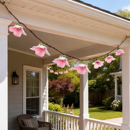 Flower String Lights Plug in with 10 LED Bulbs, Decorative Spring String Lights Indoor for Bedroom, Connectable Flower Fairy Lights Outdoor for Patio Garden Porch Floral Wedding Gifts(Pink Orchid)